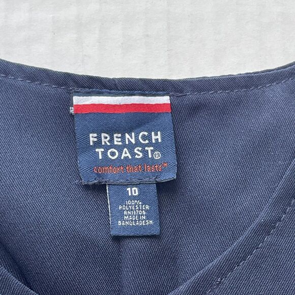 French Toast Girls Navy/White Peter Pan Collared Pleated Dress Skirt Uniform L - Picture 6 of 12